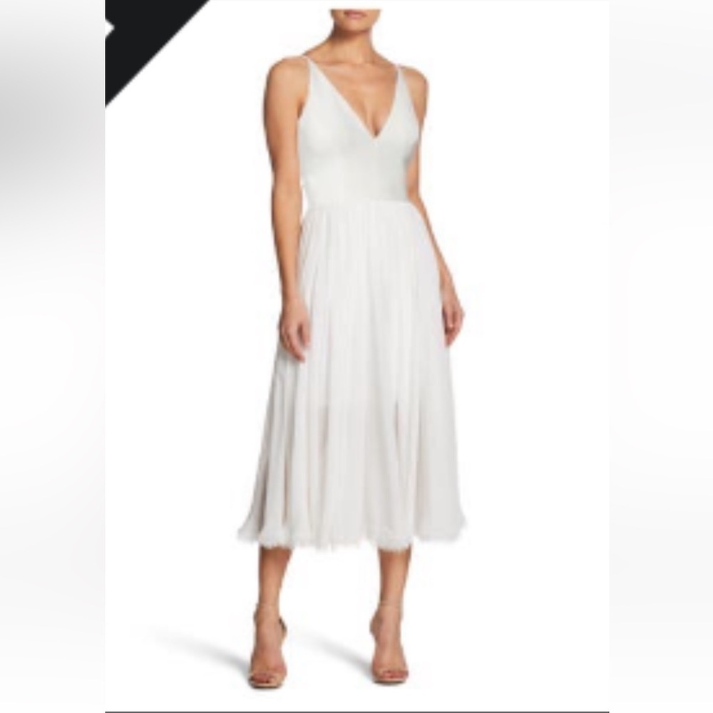 Dress the Population White Midi Dress 
Alicia Mixed Media  Medium